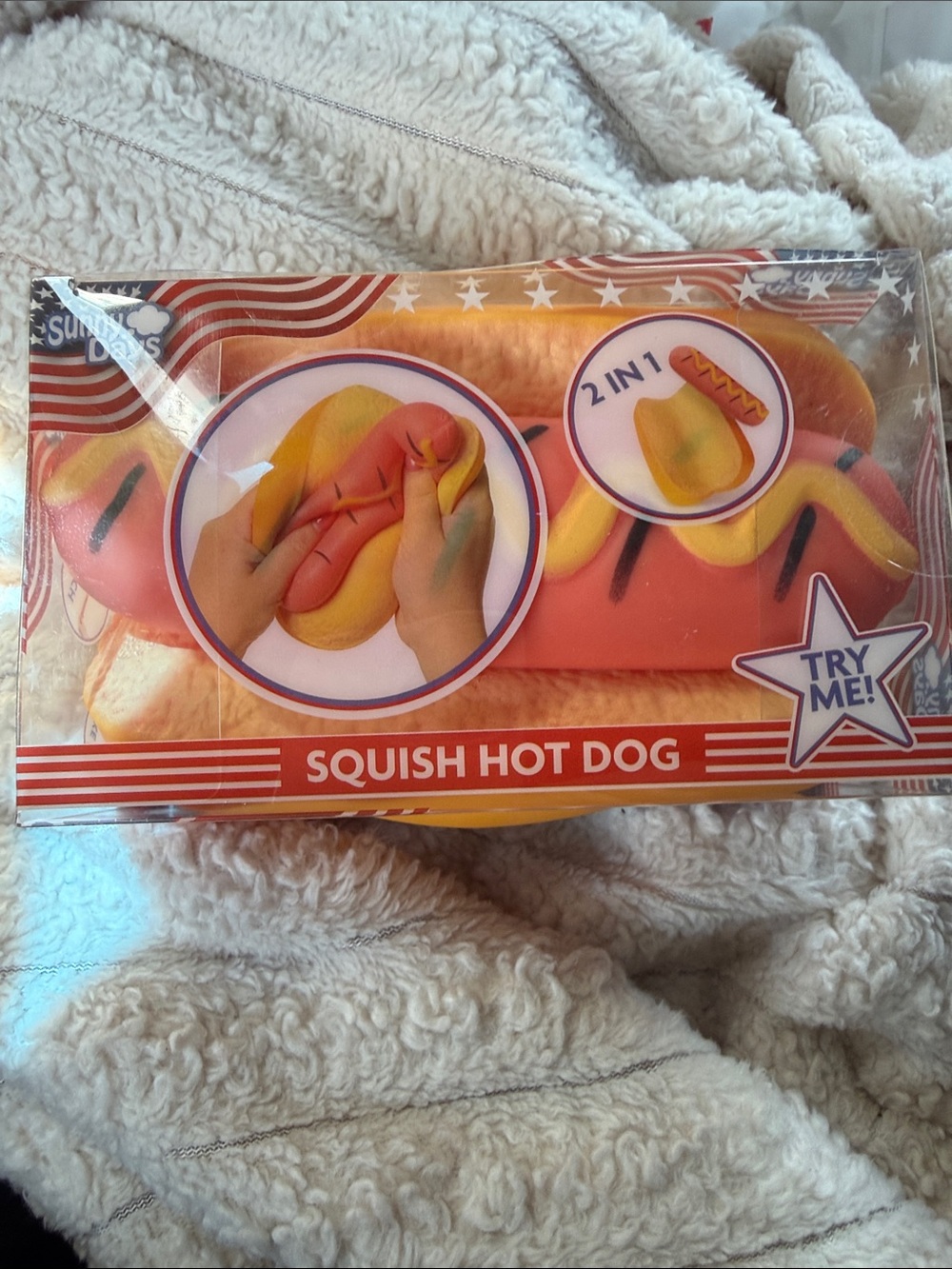 Squish Hot Dog 2-in-1 Squeeze Toy - Yellow & Pink
